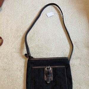 Fossil Black Crossbody with Front Buckle Detail
